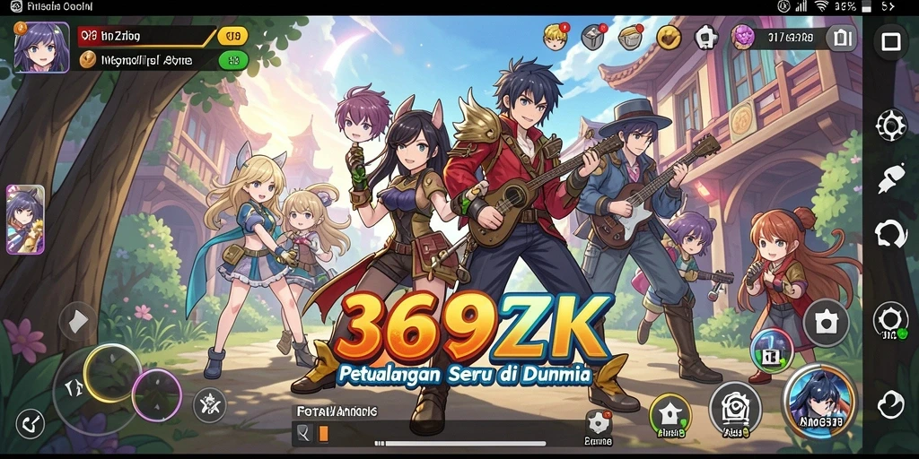 Tampilan utama gameplay memperlihatkan aksi seru dalam dunia anime.