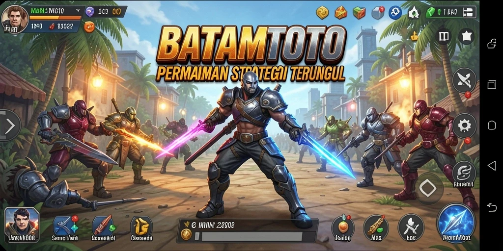 Screenshot menunjukkan aksi pertempuran seru dalam BATAMTOTO.