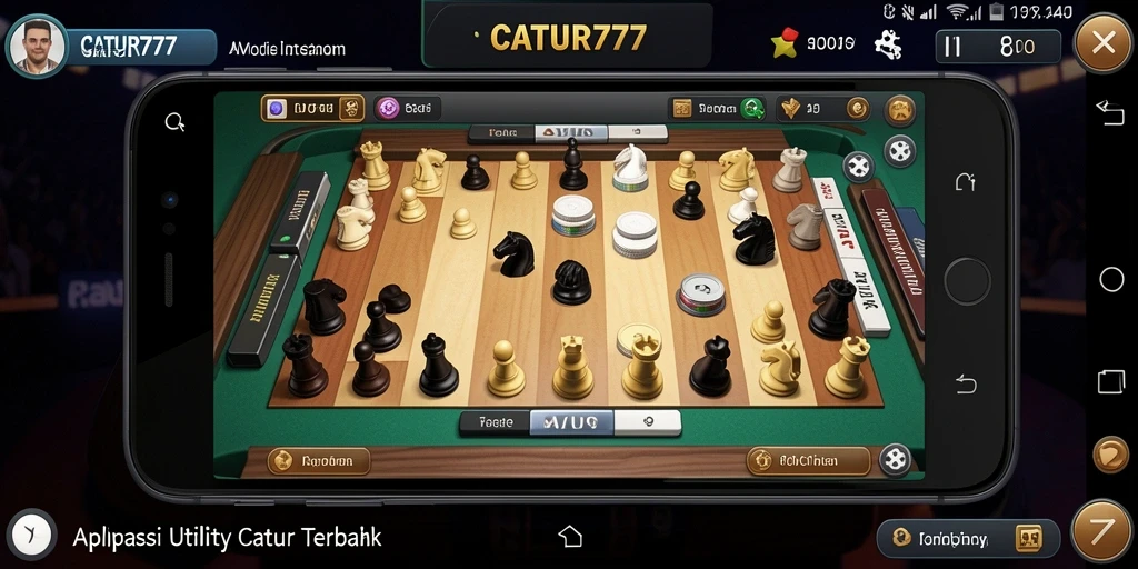 Tampilan gameplay aplikasi catur interaktif dan edukatif.