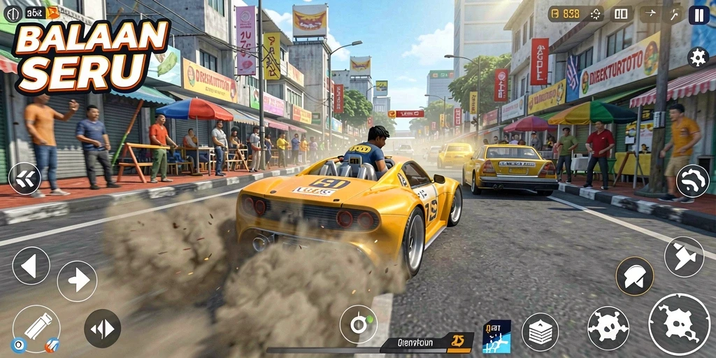 Tampilan utama gameplay DIREKTURTOTO dengan balapan seru.