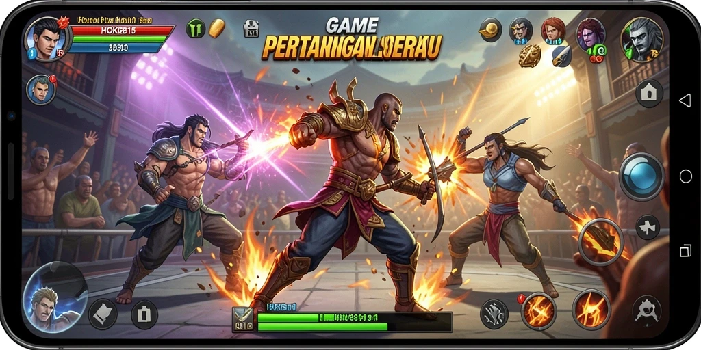 Screenshot utama HOKI8815 menampilkan pertarungan seru antar karakter.