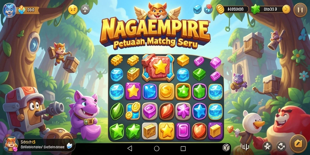 Screenshot gameplay NAGAEMPIRE dengan aksi mencocokkan yang seru.
